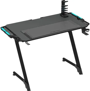 Psací stůl Herní stůl černý Snake 1.0 Intesi moderní s držákem na sluchátka a hrnek 116x60 cm