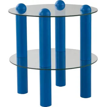 Toaletní stolek Jotex Skleněný odkládací stolek EGAN 48 cm s modrou podnoží