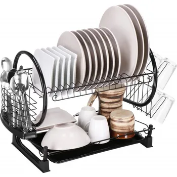 Odkapávač na nádobí Odkapávač na nádobí 2 patra 52x24,5 cm SPRINGOS RINSERO černý