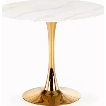 Jídelní stůl Jídelní kulatý stůl Semilla 90 cm bílý mramor zlatý glamour moderní na jedné noze