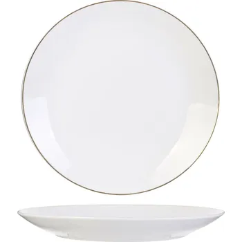 Talíř Keramický talíř Pearl Gold 27 cm bílý se zlatým okrajem glamour do jídelny