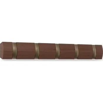 Věšák Umbra Flip moderní nástěnný věšák do předsíně ořechový s 5 háčky 51 cm