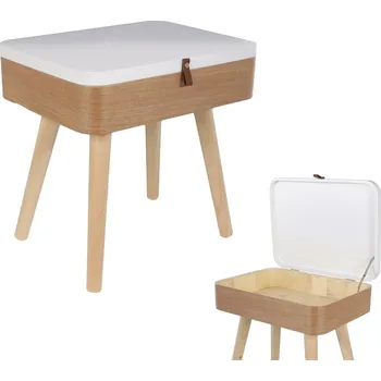 Noční stolek Noční stolek Elin 40 cm bílý s přírodními nohami – vintage styl od Intesi do ložnice a studentského pokoje