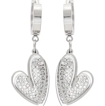 Náušnice BRUNOshop.cz Visací dvojité náušnice SRDCE s kamínky