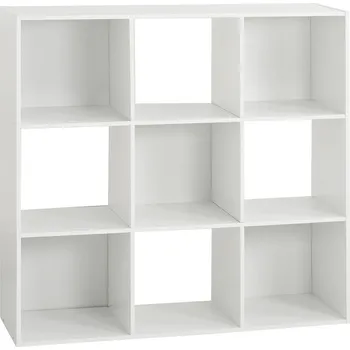 Knihovna Bílá moderní knihovna Kali 9 polic do obýváku a kanceláře modulární MDF