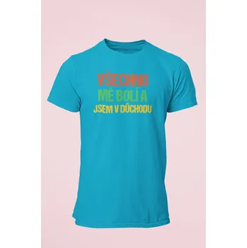 Pánská móda Pánské tričko Všechno mě bolí Barva: Tyrkysová, Velikost: 2XL