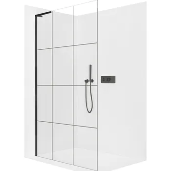 CERANO - Sprchová zástěna Walk-in Onyx L-levá vzpěra - 8 mm - černá matná, industriální sklo - 90x200 cm