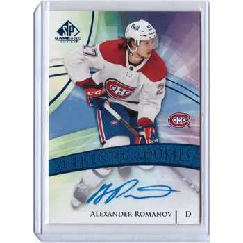 Sběratelská karetní hra 2020-21 UD SP Game Used ALEXANDER ROMANOV Authentic Rookies Podpis Auto