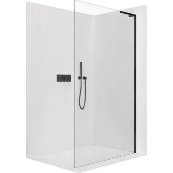 CERANO - Sprchová zástěna Walk-in Onyx L-pravá vzpěra - 8 mm - černá matná, transparentní sklo - 50x200 cm
