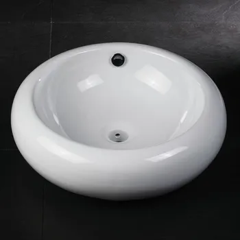 Umyvadlo BESTECO Lagune Keramické Umyvadlo na Desku 51 cm, Oválné, Bílá Lesklá, Bez Přepadu, 51x39x14 cm