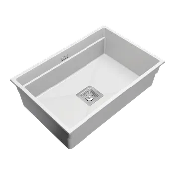 Granitový dřez Gamma Decor 7050, 1-komorový granitový dřez 700x470x220 mm, bílá, GMA-ZLE000107