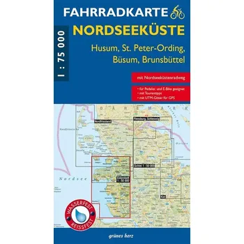 Fahrradkarte Nordfriesland - Sylt, Föhr, Amrum [DE] (2024, Karta, Verlag grünes Herz)
