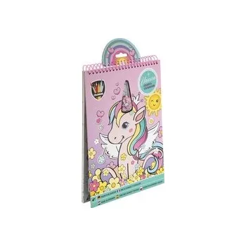 omalovánky Kniha omalovánek + nálepek A4 Jednorožec