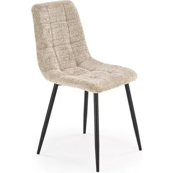 Jídelní židle Čalouněná jídelní židle Pilew béžová moderní s opěrkou na černých nohách Intesi