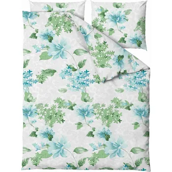 Povlečení Povlečení 220x200 Amelia šedé zelené modré světlé květiny