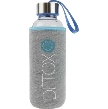 Láhev Skleněná láhev na vodu Intesi 400 ml s neoprenovým obalem modrá do práce i školy