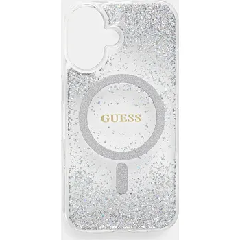 Pouzdro na mobilní telefon Obal na telefon Guess iPhone 16 stříbrná barva, GUHMP16SRGRGES SLV, vel. ONE SIZE