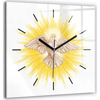 Hodiny Skleněné hodiny Sklo Tichý Bezhlučný Nástěnný Grafika Holub Duch Svatý 60x60