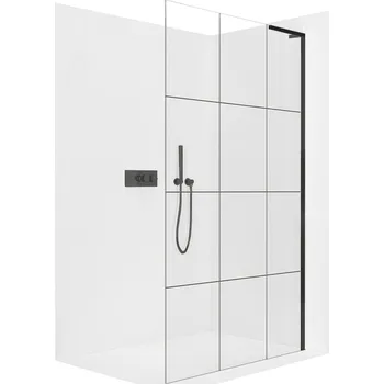 CERANO - Sprchová zástěna Walk-in Onyx L-pravá vzpěra - 8 mm - černá matná, industriální sklo - 90x200 cm