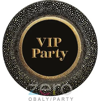 Jednorázové nádobí Tácek papírový kulatý s fólií pr. 18 cm (8 ks) - VIP party