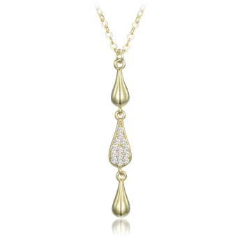 Náhrdelník MINET 0538 MINET Luxusní pozlacený stříbrný náhrdelník s bílými zirkony Žlutá