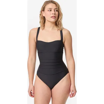 Dámské plavky OLAIAN Dámské plavky jednodílné Dora zeštíhlující s efektem plochého bříška černé 48 ČERNÁ