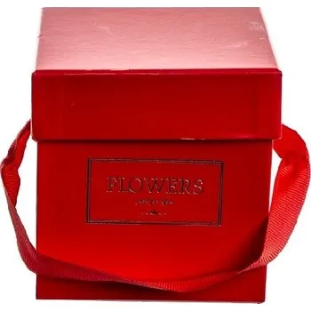 Dárková krabička Flower box červený 9x9x9 cm