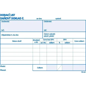 Tiskopis Dodací list plátce A6 propis PaM 662
