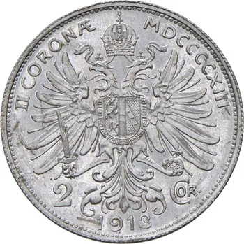 Stříbrná mince 2 korona Františka Josefa I.Rakouská ražba1913 | 10 g