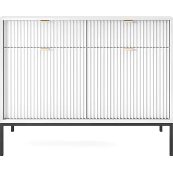 Komoda Bílá moderní komoda Delicious s drážkovaným povrchem, zásuvkami a nožičkami 104 cm do obýváku