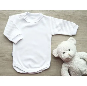 Kojenecký body AMÁLKA Bavlněné body dlouhý rukáv žebrované, bílé Velikost: 62