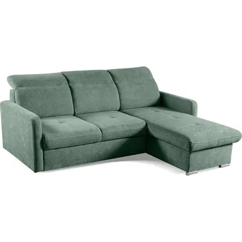 Sedací souprava Moderní rohová sedačka Limi levá s rozkladem a úložným prostorem zelená do obýváku