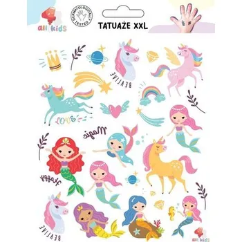 Tatuaże zmywalne dla dzieci Jednorożce syrenki XXL