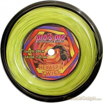 Struna na výplet tenisové rakety Tenisový výplet Pros Pro Hexaspin Twist 200m, lime - 1.20 mm