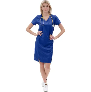 Zdravotnický oděv Perlička® Zdravotnické šaty Ivka SATTÉ Pařížská modrá Barva: Pařížská modrá, Velikost: 34