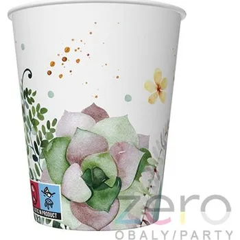Jednorázové nádobí Pohárek (kelímek) nápojový papírový 0,25 l (8 ks) - květy