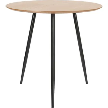 Jídelní stůl Jídelní kulatý stůl Sottile 80 cm moderní přírodní deska a černé kovové nohy Simplet