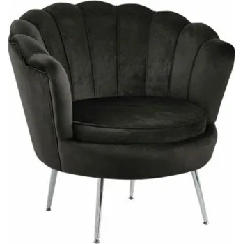 Křeslo Čalouněné křeslo Korab VIC černý samet glamour do obýváku mušle stříbrné nohy Intesi