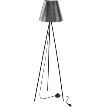 Stojací lampa Stojací lampa do obýváku PLATINO moderní černá se stříbrným stínidlem 150 cm