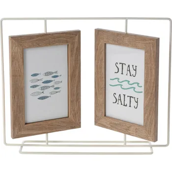 Rám na obraz Dřevěný fotorámeček na 2 fotografie Intesi stojací skandinávský na stůl nebo komodu