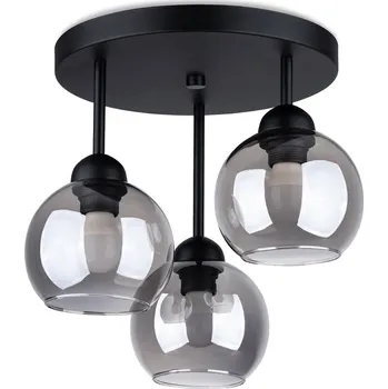 Skleněný lustr ALINO 3 černý moderní do obýváku a jídelny 3-bodový SOLLUX