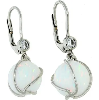 Náušnice Goldstore Náušnice bílé zlato opál v klícce Váha: 4.10 g