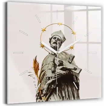 Hodiny Skleněné hodiny Sklo Tiché Bezhlučné Nástěnné Svatý Jan s křížem 30x30