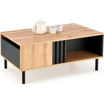 Konferenční stolek Konferenční stolek Zarak obdélníkový dubový se zásuvkou loft 100x60 cm do obýváku Intesi