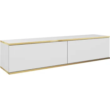 Televizní stolek Závěsná TV skříňka Hollar 135 cm bílá moderní do obýváku s policemi Intesi