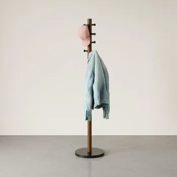 Věšák Stojanový věšák do předsíně Umbra Pillar moderní černý ořech kov-dřevo 168 cm