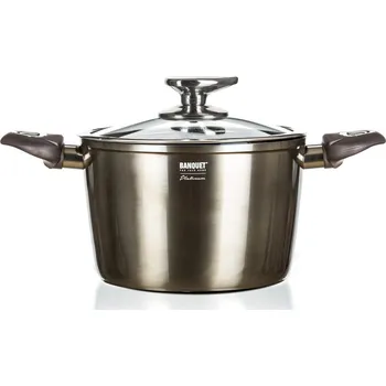 Hrnec hrnec 20x13,5cm 3,6l nepřiln.povrch METALLIC PLATINUM se skl.pokli