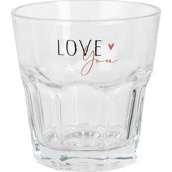 Sklenice Sklenička se srdíčkem Love you Heart &amp; Smile - Ø 8*8 cm / 200 ml