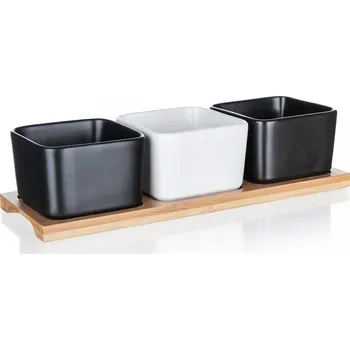 miska sada 4díl.(3xmiska,1xtác) 28,2x9,8x7cm BRILLANTE porc.BÍ,ČER