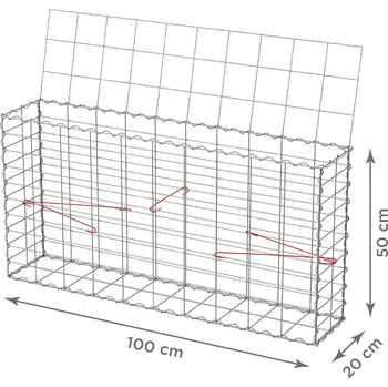 gabiony TOPSTONE Gabionový koš s víkem: 100 x 20 x 50 cm - oko sítě 10x5cm